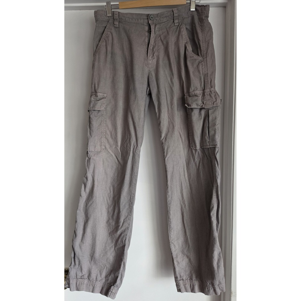 Old Navy Cargo Pants Men 30x32 Gray Casual Linen Cotton Trousers Slacks